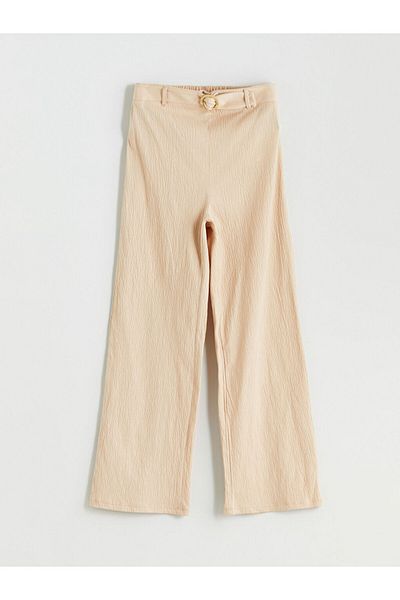 LC Waikiki Beige Girl's Pants with Elastic Waist