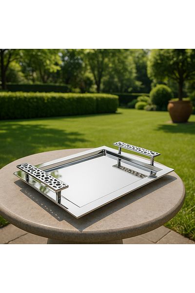 Veliday Stainless Steel Seljuk Service and Tea Tray