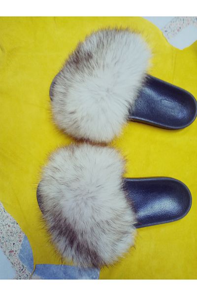 hoaryage Genuine Mink Fur Slippers
