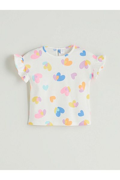 LC Waikiki Lcw Kids Heart Printed Girl's Blouse and Shorts 2-Pack