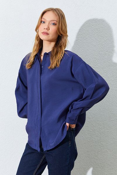 Manche Modal Women's Shirt - Indigo |   Mkes168262--1