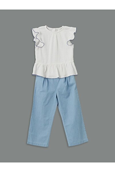 LC Waikiki Lcw Kids Muslin Girl's Blouse and Pants 2-Pack