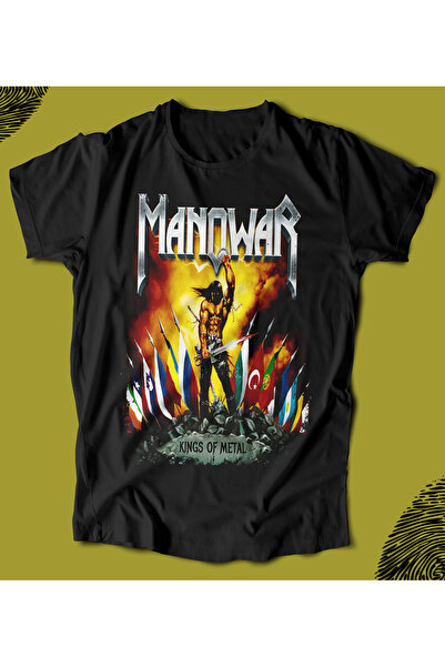 BUTSHIRT تي شيرت BU 'Manowar - Kings O f Metal' تي شيرت للجنسين بقصة عادية