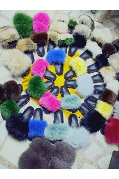 hoaryage Genuine Mink Fur Slippers