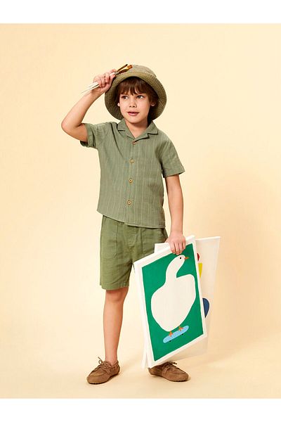 LC Waikiki Linen Blend Boys' Shirt and Shorts 2-Piece