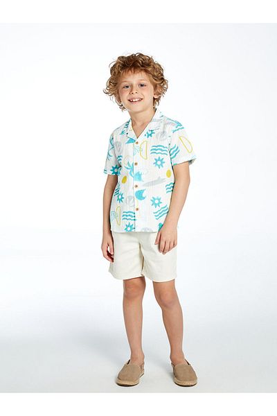LC Waikiki Ecru Patterned Boy's Shirt