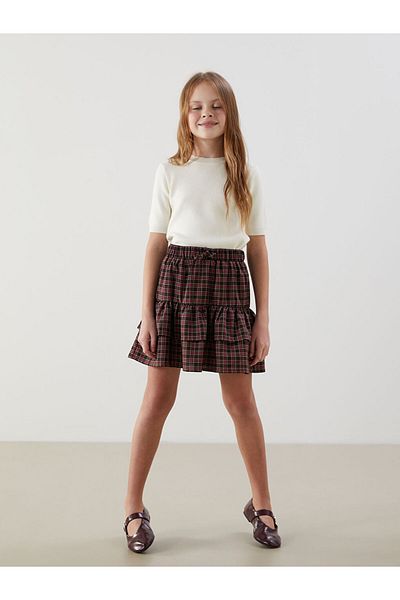 LC Waikiki Lcw Plaid Girl's Skirt with Elastic Waist