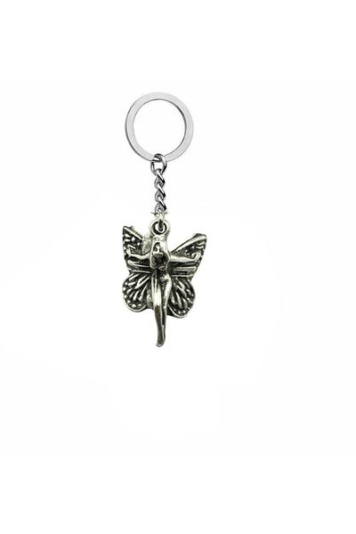 Herşey Nota Unisex Metal Keychain with Butterfly Wings and Fairy Girl Figure – Icon of Fantastic & Elegant Spirit