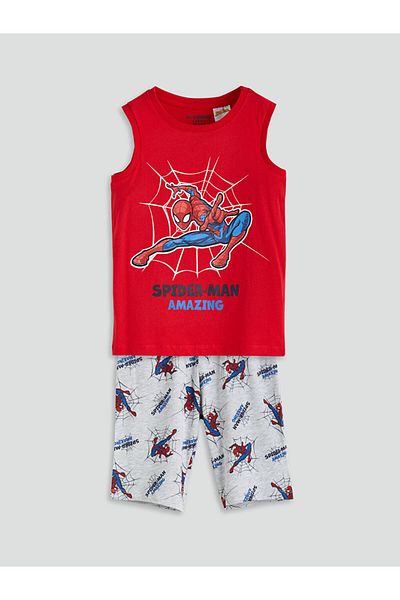 LC Waikiki Lcw Kids Red Spider-Man Printed Boys' Shorts Pajamas Suit