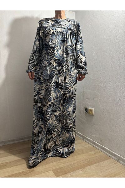 hoaryage Robadan Rochie de mamă cu mânecă lungă, 100% viscoză, cu flori de presiune, rochie de rugăciune