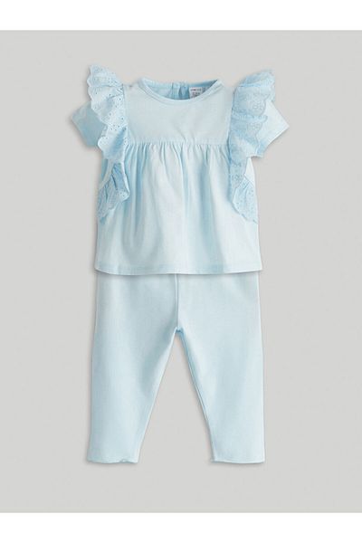 LC Waikiki New Season Crew Neck Basic Girl's Blouse and Leggings 2-Piece - S5Ls34Z1