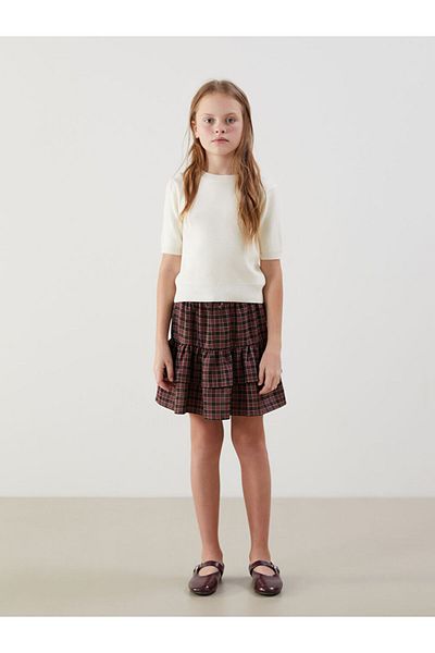 LC Waikiki Lcw Plaid Girl's Skirt with Elastic Waist