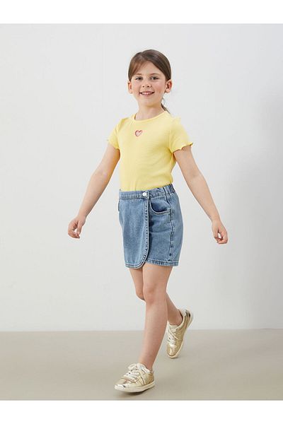 LC Waikiki LCW Baby - Baby Girl Jean Short Skirt, Elastic Waist