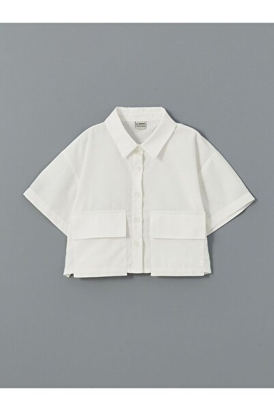 LC Waikiki Lcw Kids White Basic Short Sleeve Girls' Crop Shirt