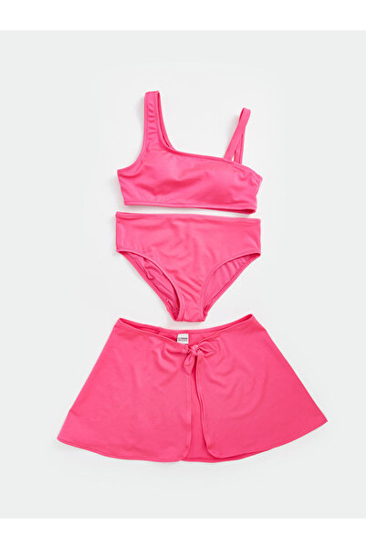 LC Waikiki Ροζ Γρήγορου στεγνώματος Κοριτσίστικο μπικίνι και φούστα