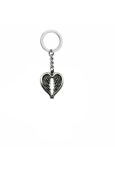 Herşey Nota Metal Keychain with Aesthetic Feather Wings and Heart Figure – Love & Free Spirit Icon