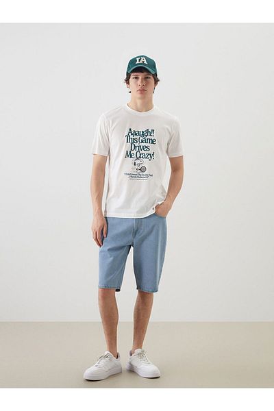 LC Waikiki Xside Crew Neck Snoopy Printed Combed Cotton Men's T-Shirt