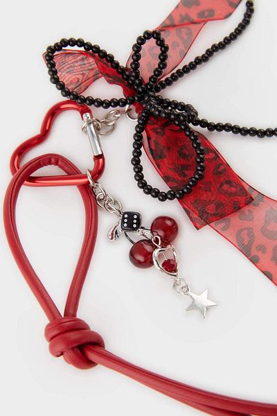 DeFacto Women's Red Drawstring Charm Keychain F1708Axns