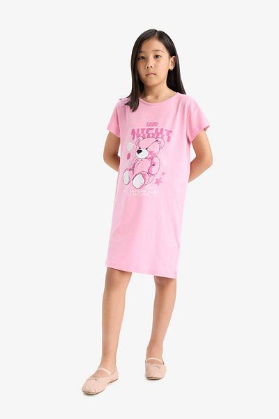 DeFacto Girls' Printed Short Sleeve Nightdress