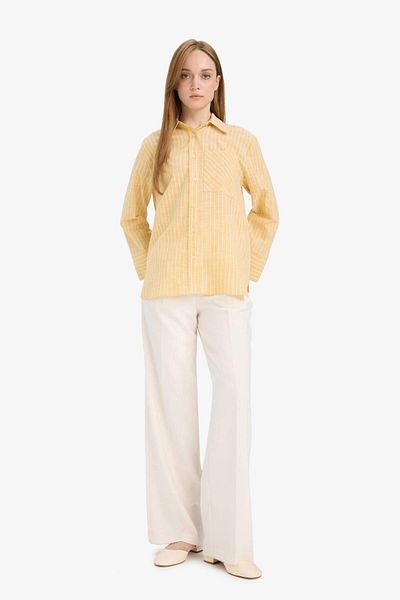 DeFacto Relax Fit Striped Flared Cotton Long Sleeve Shirt Tunic F6314Ax25Sm