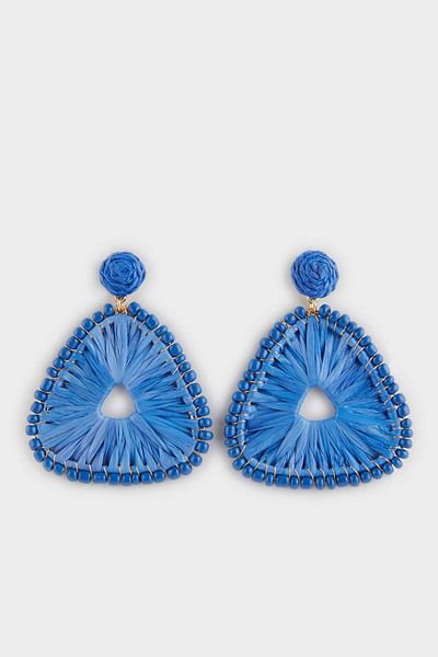 DeFacto Women's Blue Straw Earrings F0849Axns