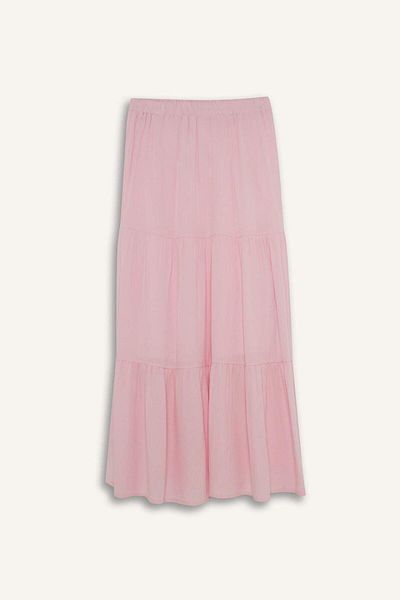 DeFacto High Waist Cotton Lined Crinkle Viscose Maxi Skirt D5033Ax25Sm