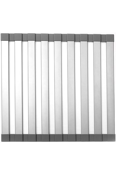 COOYA Multifunctional foldable sink drain rack, stainless steel, BPA free, suitable for kitchen, gray