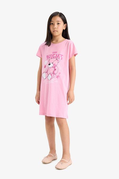 DeFacto Girls' Printed Short Sleeve Nightdress
