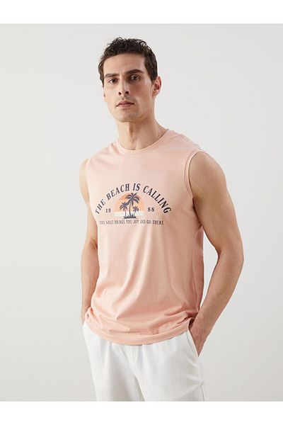 LC Waikiki Ανδρικό αμάνικο μπλουζάκι με στάμπα LCWAIKIKI Classic Crew Neck