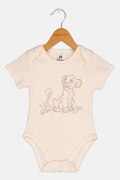 Baby Steps Disney x Baby Steps Toddlers Boy Short Sleeve Graphic Print Bodysuits, Light Peach