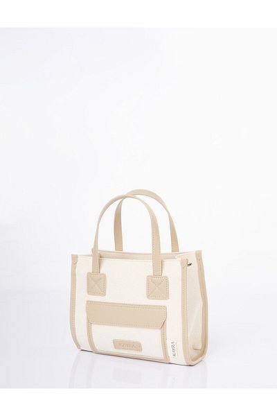 Kayra Canvas Tote Bag Cream-Beige
