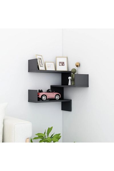 vidaxl Wall Corner Shelf Grey 40x40x50 cm Engineered Wood