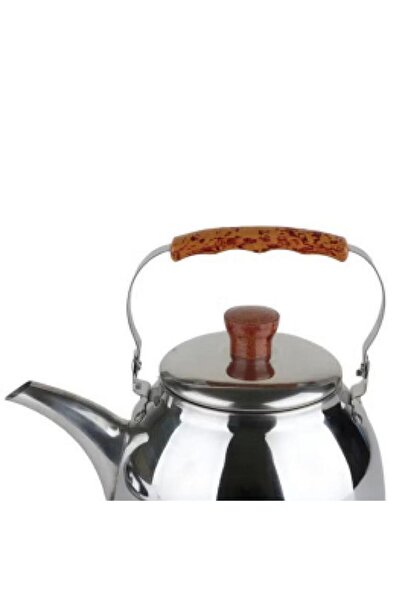Generic Bister Stainless Steel Leak-Proof Wide Mouth Tea Kettle with Wooden Handle Silver and Brown 2 Liter