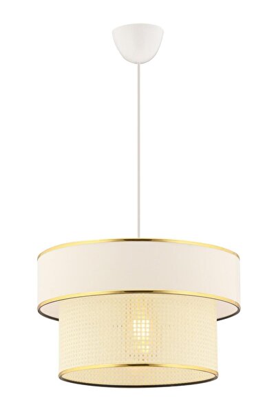 Genel Markalar Krem/Beyaz Kumaş Hazeran İki Katlı Sarkıt Avize