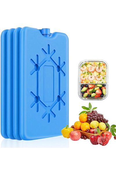 COOYA Pack of 4 Reusable Ice Packs , Slim & Long-Lasting Freezer Blocks for Work, School, Picnic
