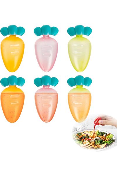 fulina 3Pcs Mini Condiment Squeeze Bottles,5ml Carrot Shaped Ketchup Subpackage Bottle Reusable