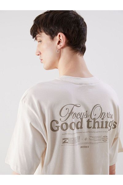 LC Waikiki Ανδρικό μπλουζάκι XSIDE Crew Neck με στάμπα χτενισμένο βαμβακερό