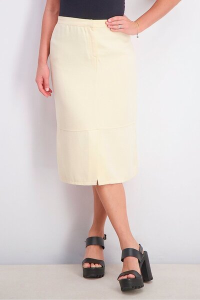 Reserved Women Slit Hem Midi Skirt, Cream