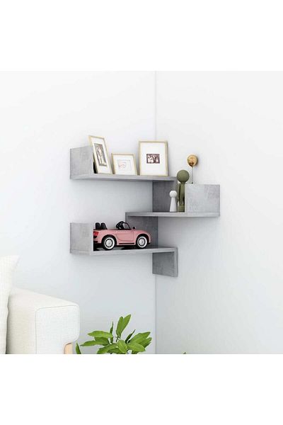 vidaxl Wall Corner Shelf Concrete Grey 40x40x50 cm Engineered Wood