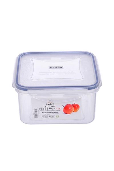Generic علبة طعام بارفيت مربعة محكمة الغلق ومضادة للتسرب، شفافة وزرقاء، سعة 1.2 لتر، YH151508PP10