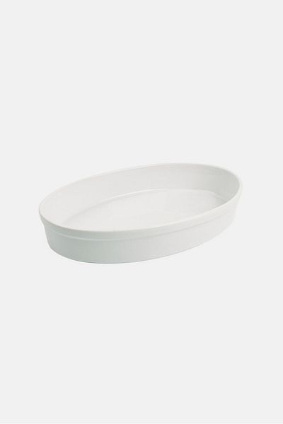 Muy Mucho Ceramic Oval Baker Plate,White