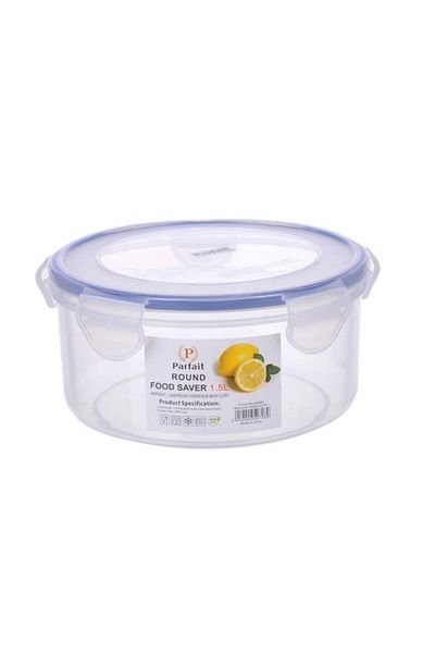Generic علبة طعام دائرية محكمة الغلق ومضادة للتسرب من بارفيت، شفافة وزرقاء، سعة 1.5 لتر، YH001707PP14