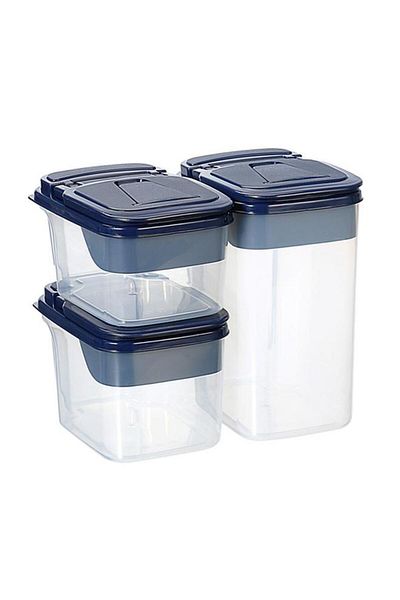 Generic مجموعة من 3 قطع من حاويات الطعام البلاستيكية المتينة الخالية من مادة BPA من فيلي، شفافة وسوداء