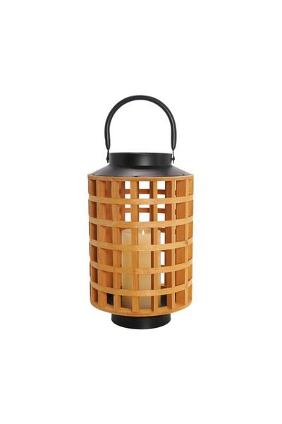 Generic فانوس شموع سيليا بتصميم أنيق وعصري، بني وأسود، 19 × 42 سم، MW006320