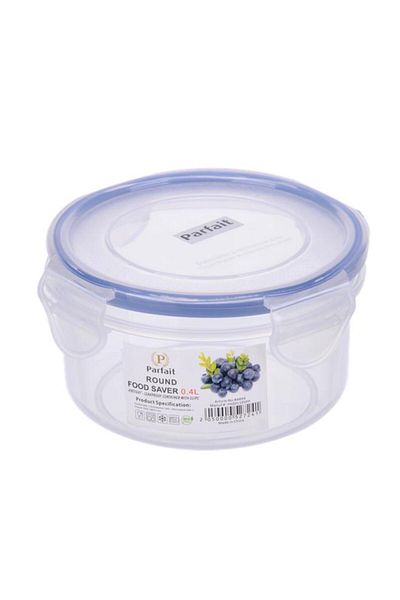 Generic علبة طعام دائرية محكمة الغلق ومضادة للتسرب من بارفيت، شفافة وزرقاء، سعة 0.4 لتر، YH001105PP12