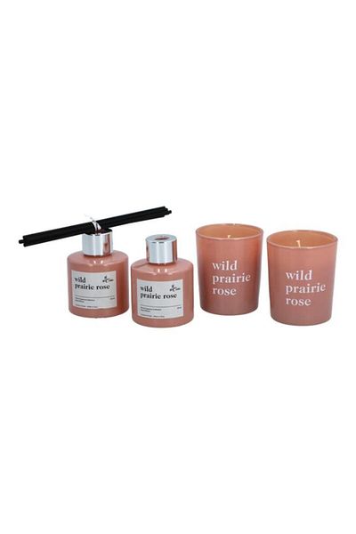 Generic مجموعة سيليا للعطور المنزلية المكونة من 4 قطع، شمعة معطرة برائحة ورد البراري البري وناشر