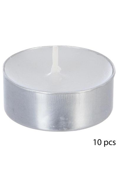 Generic مجموعة شموع الشاي المعطرة برائحة الفانيليا من أتموسفيرا، 10 قطع، بيضاء، 150 جم، 145360A