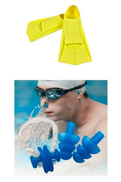 MAİN SHOP Pool Energy 30-32 Children's Training Pool and Sea Swimming Flippers with Ear and Nose Plugs Gift Carrying Bag