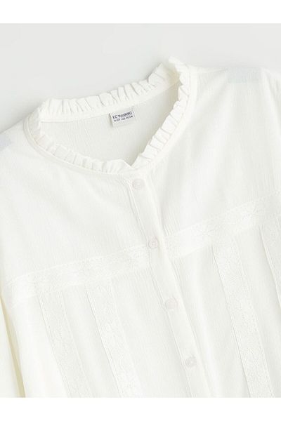 LC Waikiki Lcw Kids Judge Collar Lace Detail Girl's Shirt