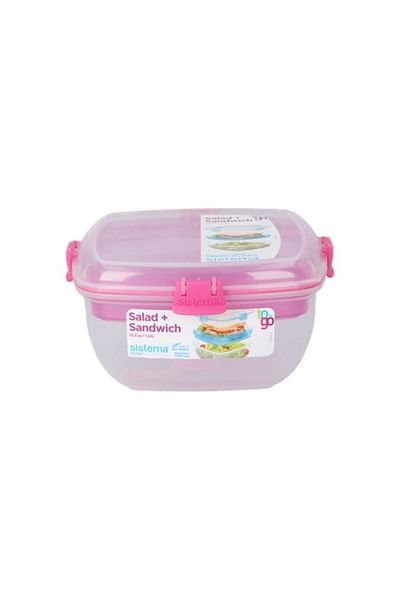 Generic صندوق تخزين الطعام سيستيما تو جو، شفاف ووردي، سعة 1.63 لتر (متعدد الألوان)